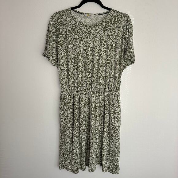 Boden Flutter Sleeve Jersey Dress Green Pea Oriental Paradise Mini Short Sleeve - Picture 2 of 9